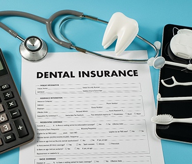 A dental insurance claim form