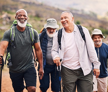  Dental implants patient in Worcester hiking with friends