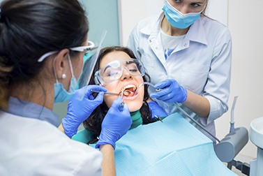 Woman getting a dental treatment